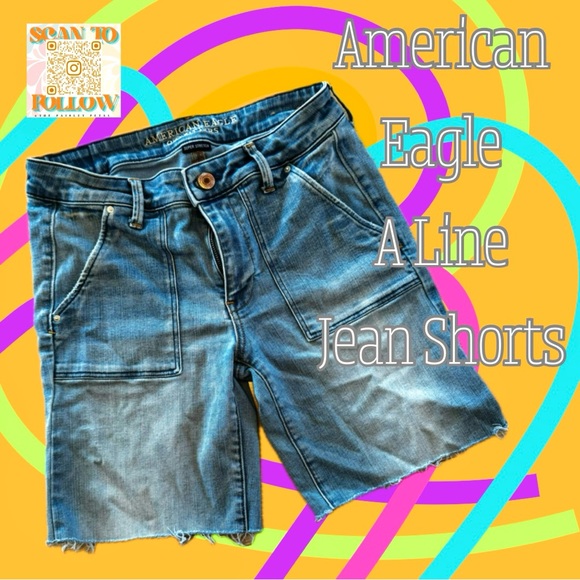 AMERICAN EAGLE A LINE DREAMY DRAPE STRETCH DENIM BOYFRIEND SHORTS - Picture 1 of 10